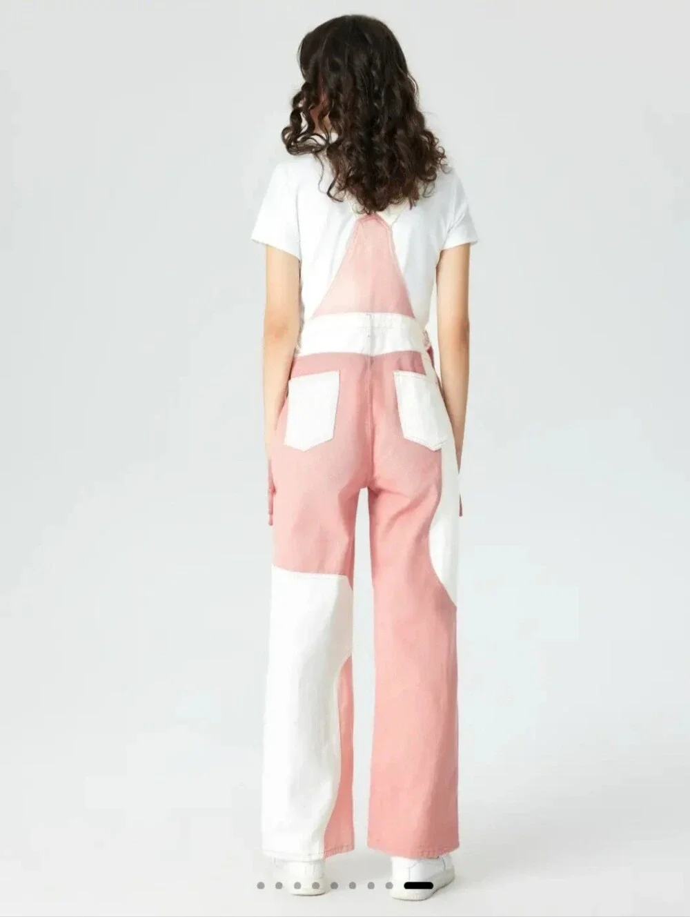 Cider Pink and White Patchwork Overalls - Picture 2 of 8